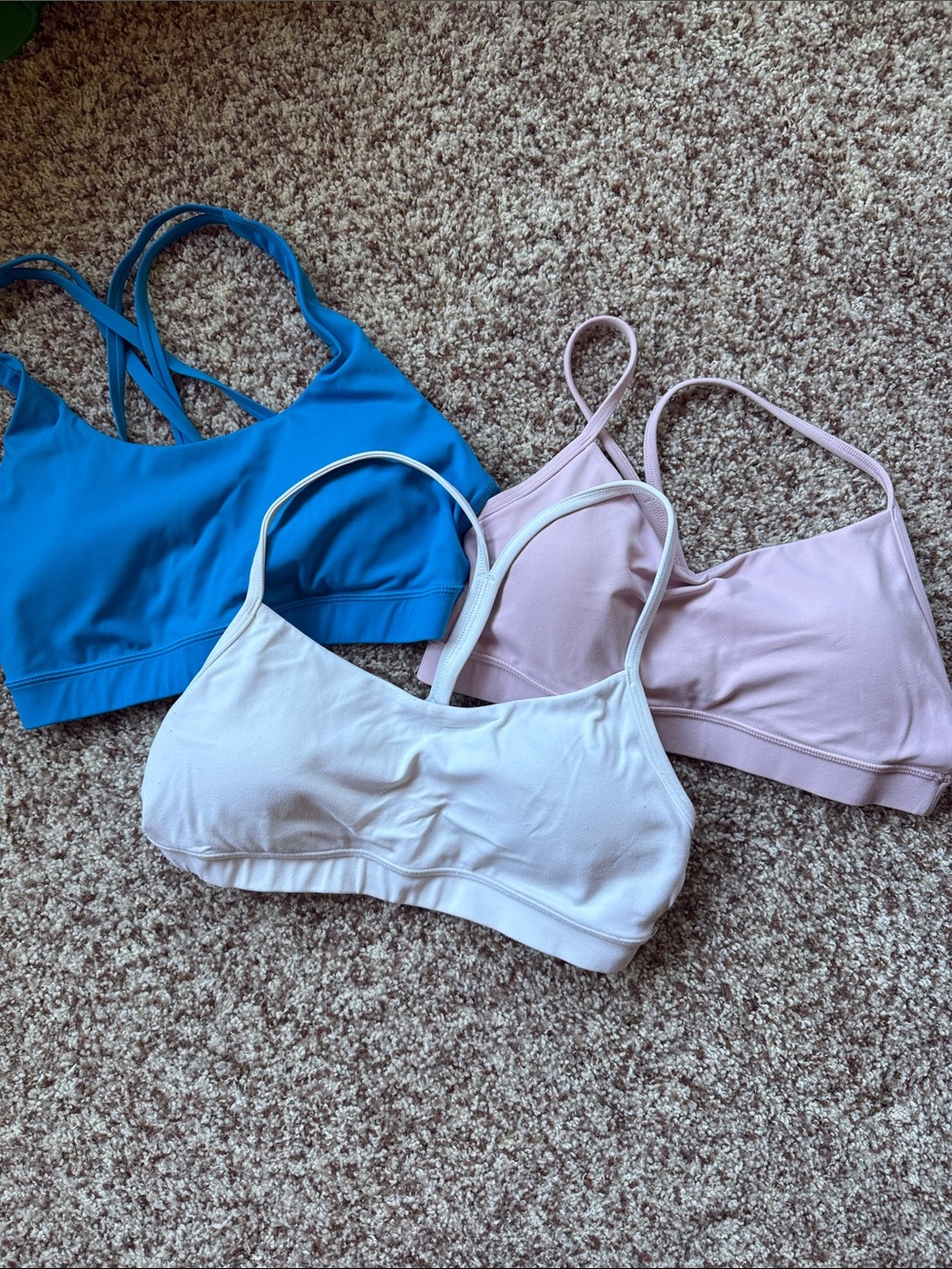 CRZ YOGA Set of Sports Bras size medium in pink, blue and white